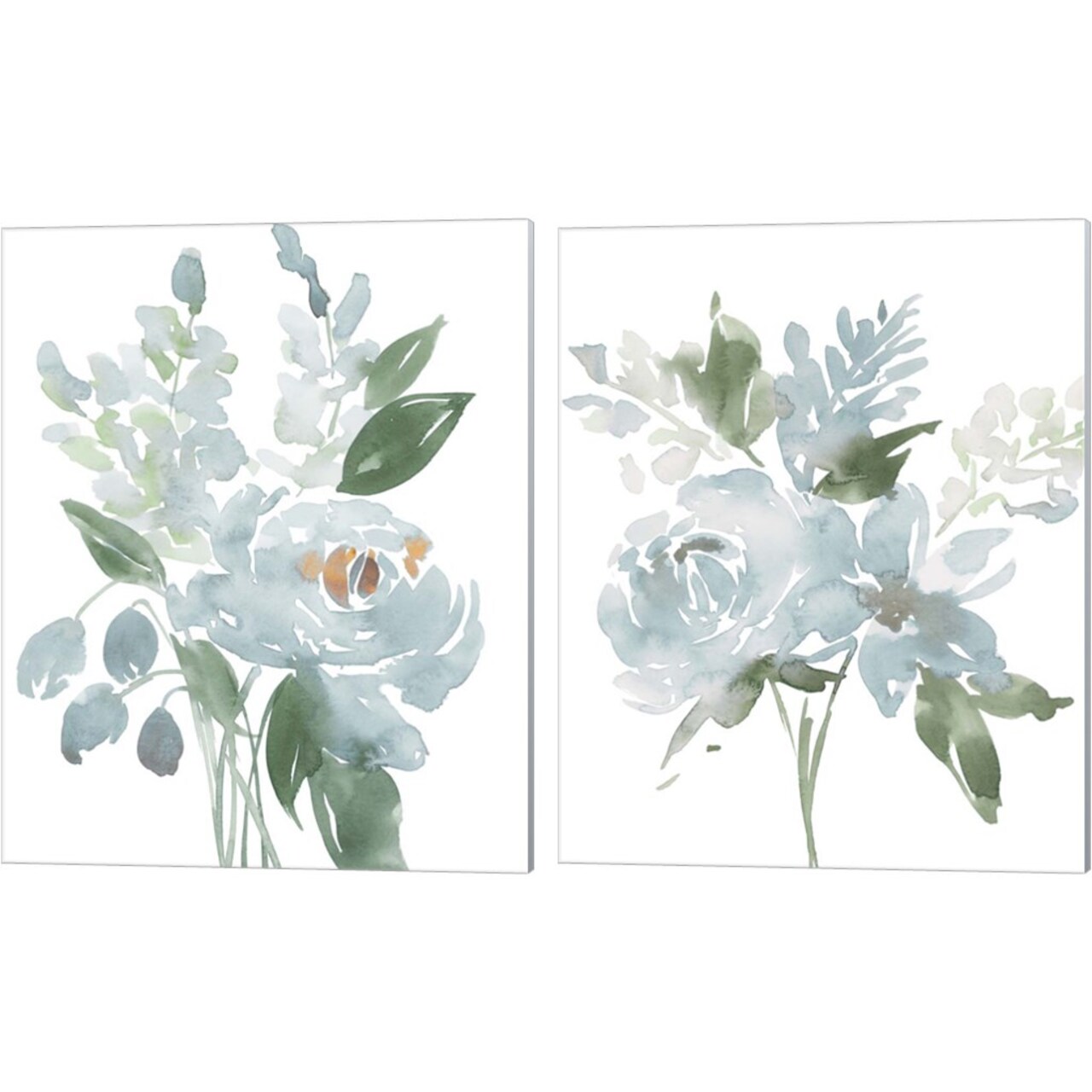 Restful Blue Floral by Lucille Price 12" x 15" Canvas Wall Art (Set of 2)